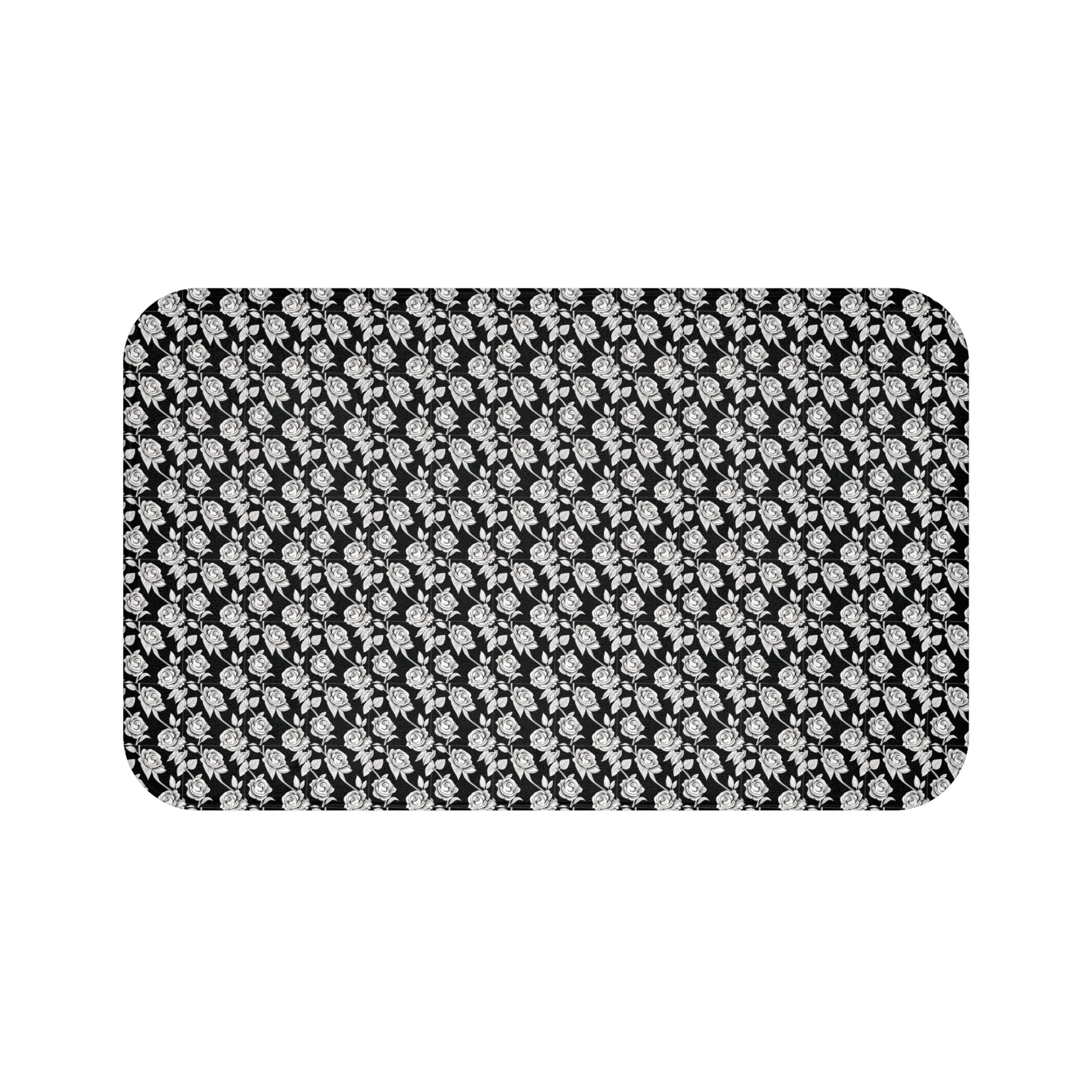 Black and White Floral Memory Foam Bath Mat - Ruppy's Creations