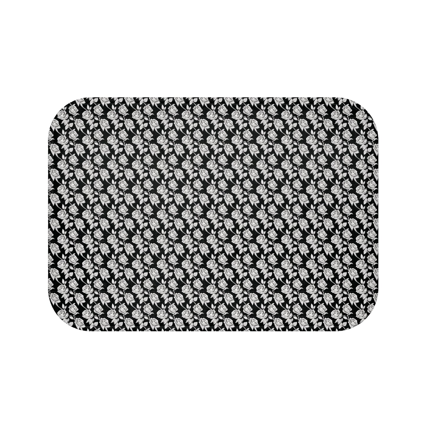 Black and White Floral Memory Foam Bath Mat - Ruppy's Creations