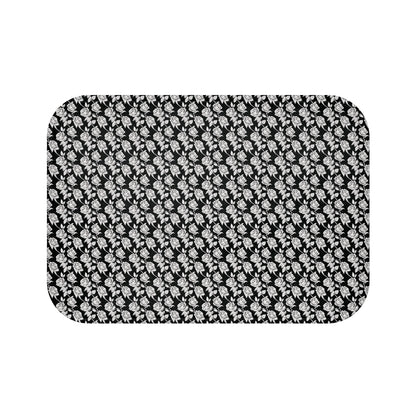 Black and White Floral Memory Foam Bath Mat - Ruppy's Creations