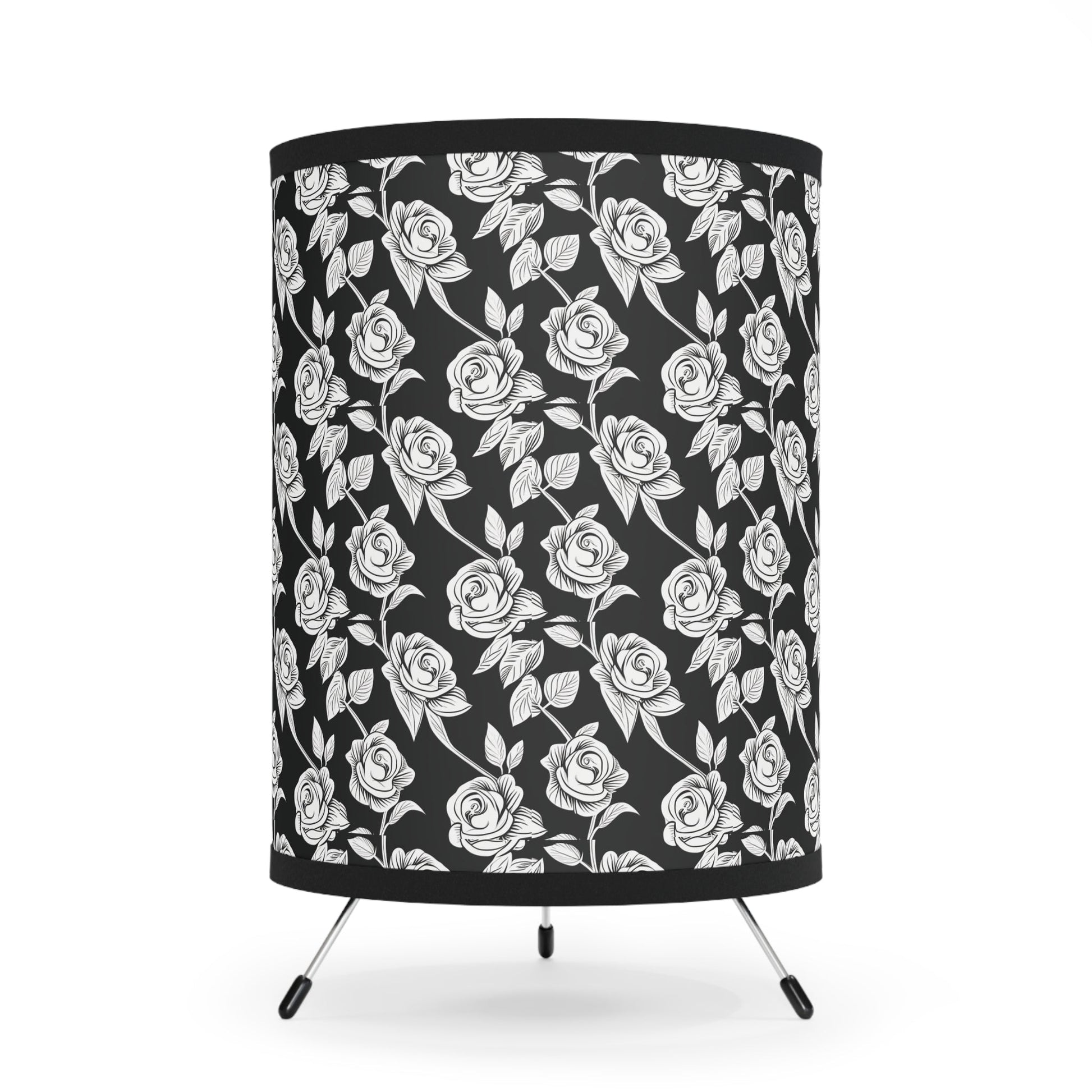 Black and White Floral Tripod Lamp - Ruppy's Creations