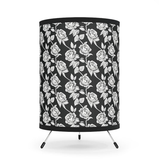 Black and White Floral Tripod Lamp - Ruppy's Creations