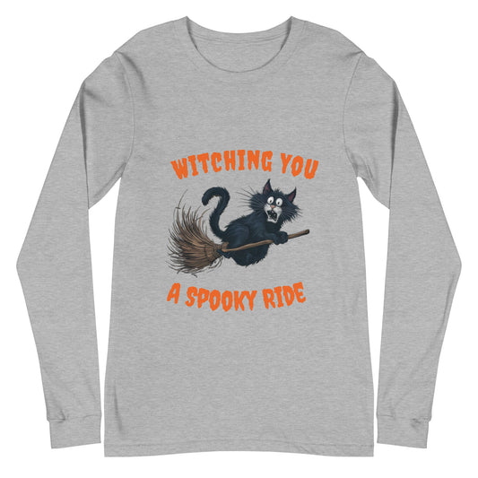 Black Cat & Broom Unisex Long Sleeve Tee - Ruppy's Creations