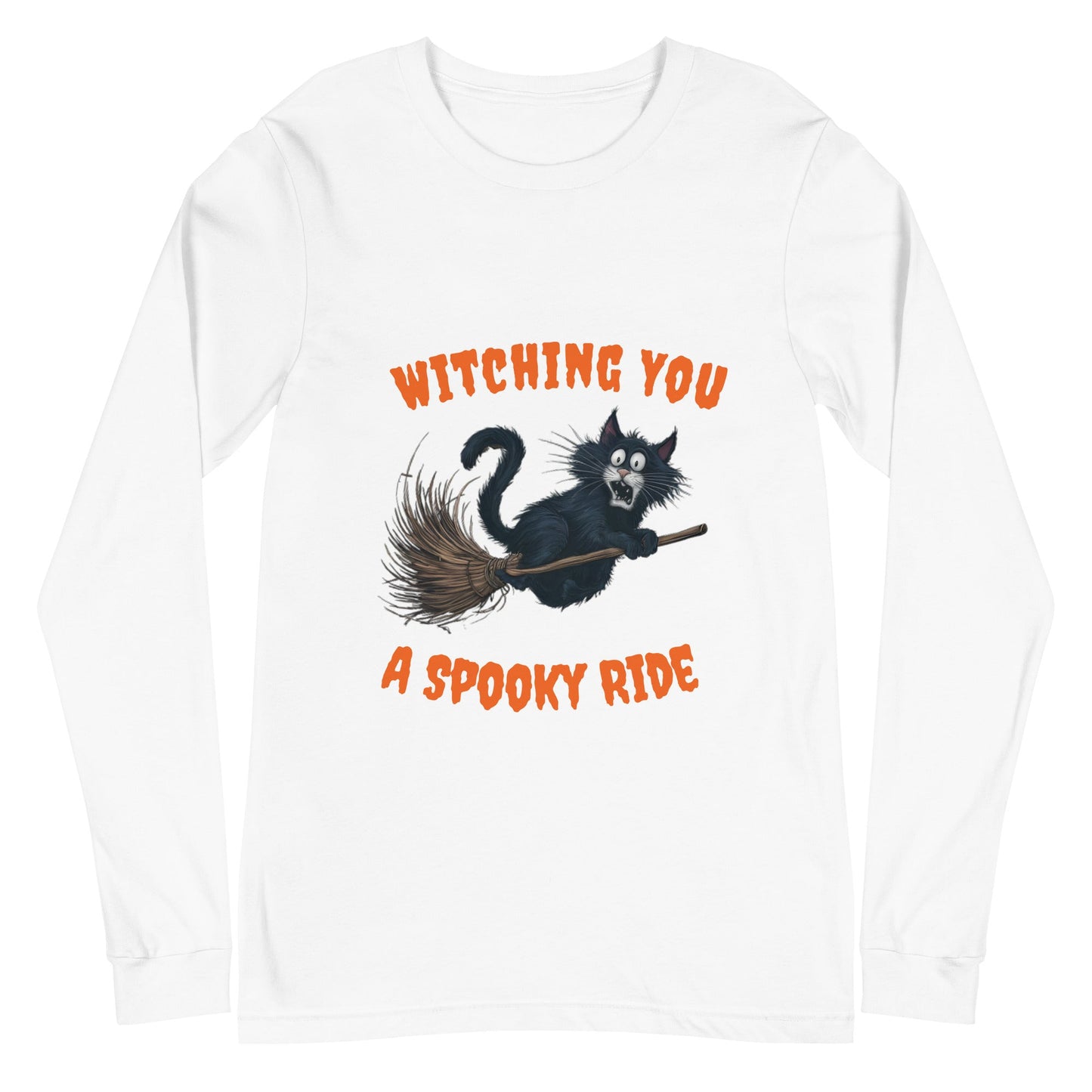 Black Cat & Broom Unisex Long Sleeve Tee - Ruppy's Creations