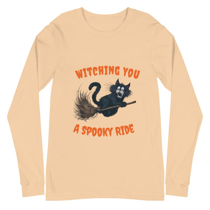 Black Cat & Broom Unisex Long Sleeve Tee - Ruppy's Creations