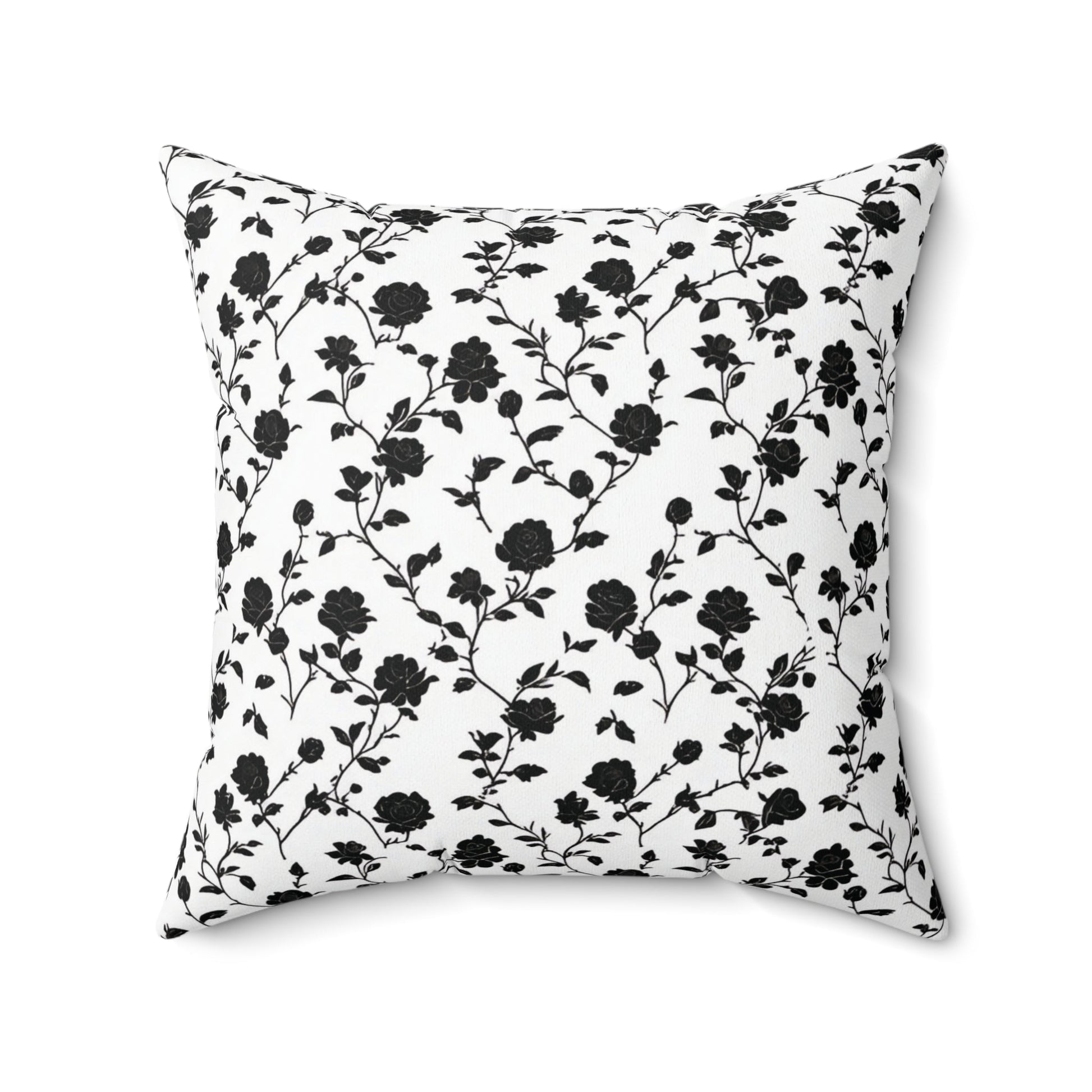 Black Rose Spun Polyester Square Pillow - Ruppy's Creations