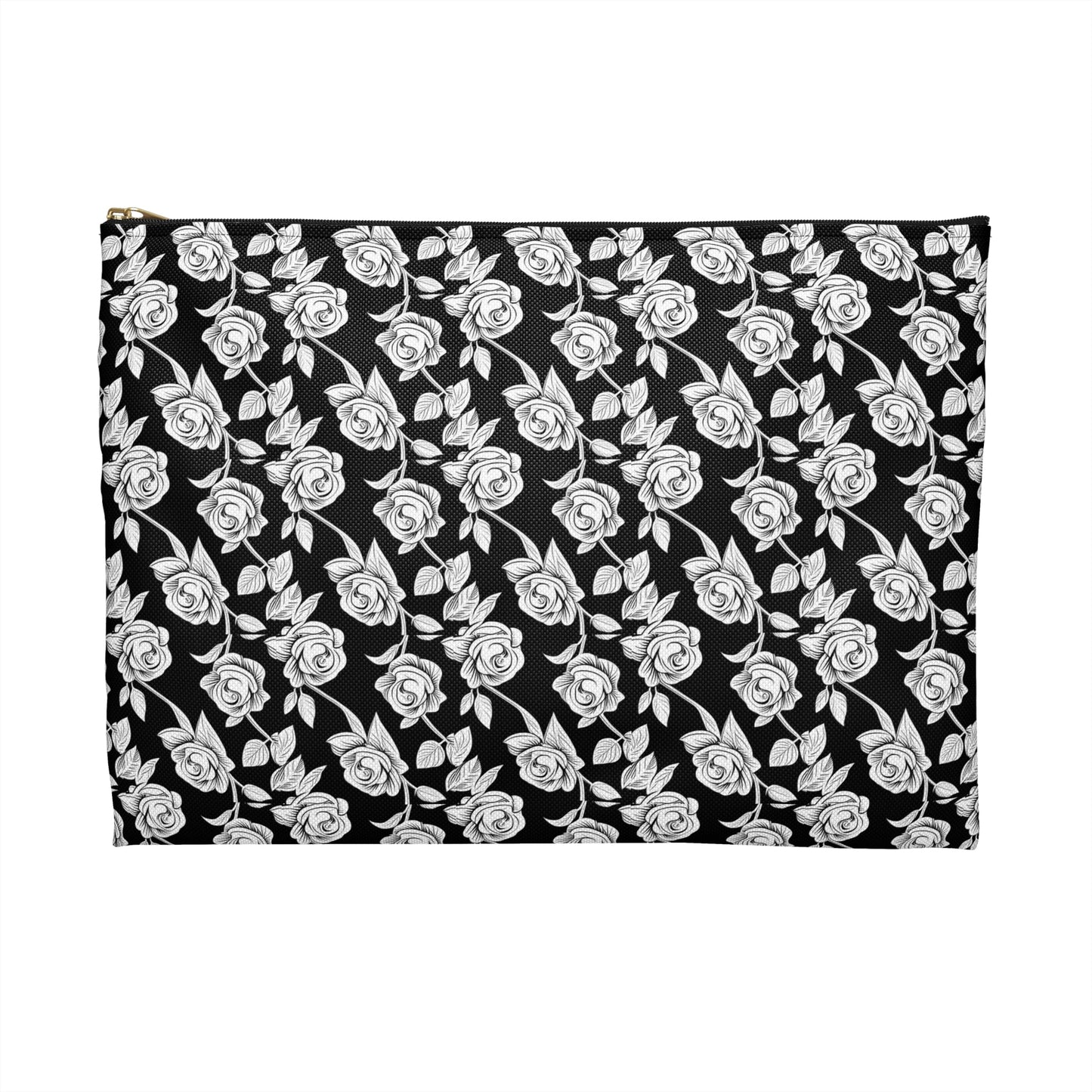 Black With White Roses Cosmetic Travel Bag - Ruppy's Creations