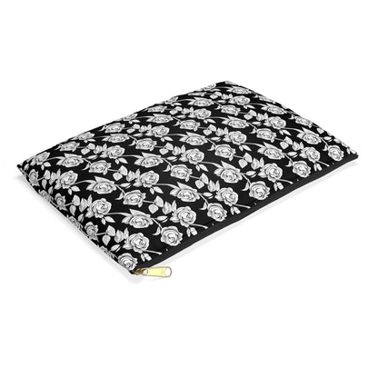 Black With White Roses Cosmetic Travel Bag - Ruppy's Creations