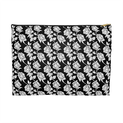 Black With White Roses Cosmetic Travel Bag - Ruppy's Creations