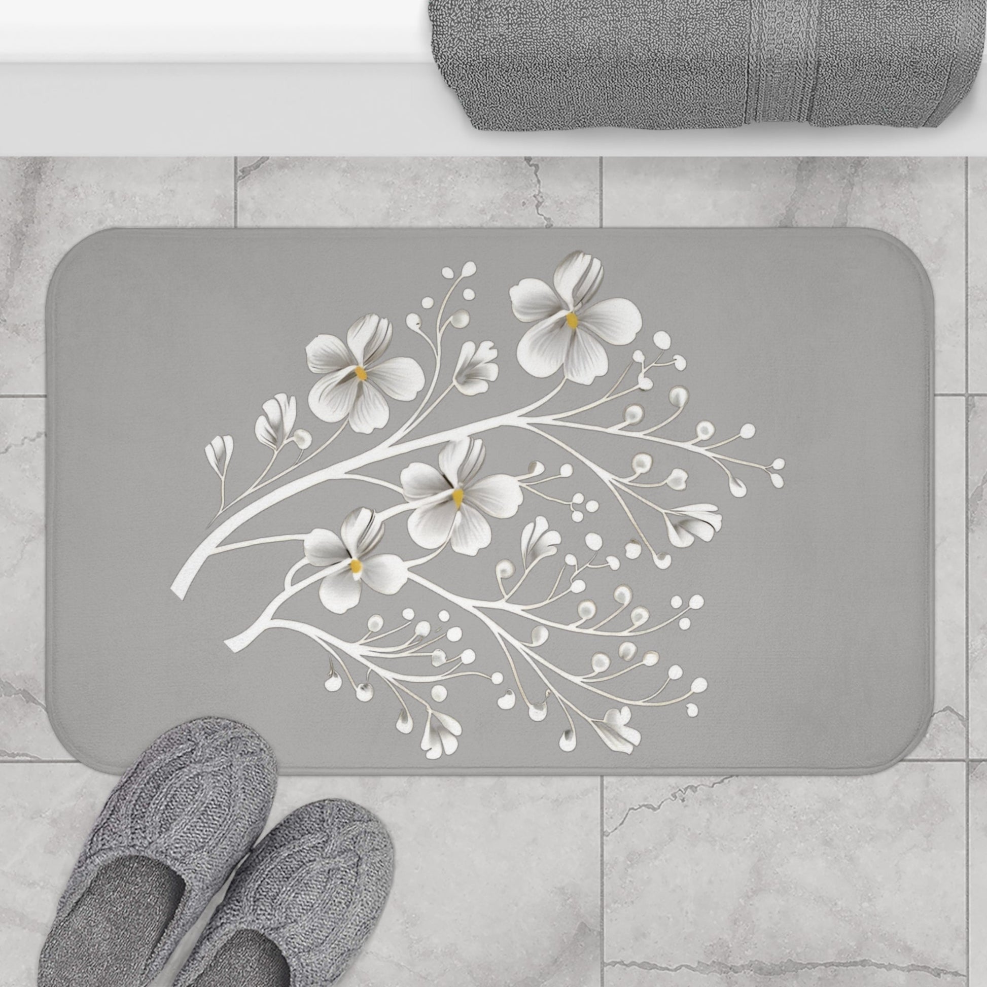 Blossom Whispers Memory Foam Bath Mat - Ruppy's Creations