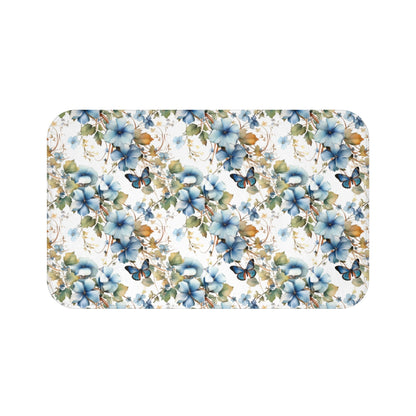 Blue Butterfly Memory Foam Bath Mat - Ruppy's Creations