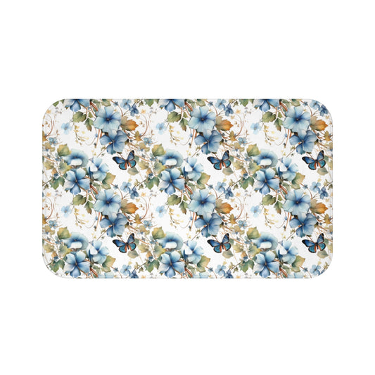 Blue Butterfly Memory Foam Bath Mat - Ruppy's Creations