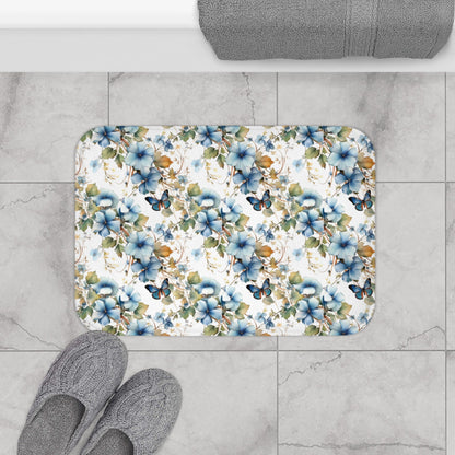 Blue Butterfly Memory Foam Bath Mat - Ruppy's Creations