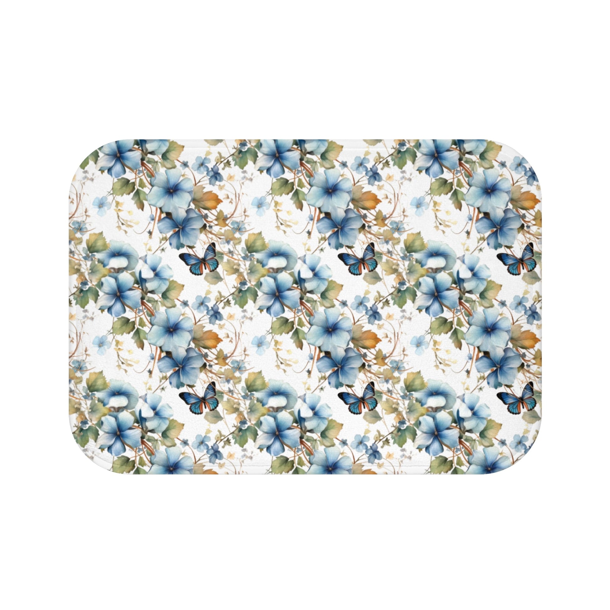 Blue Butterfly Memory Foam Bath Mat - Ruppy's Creations