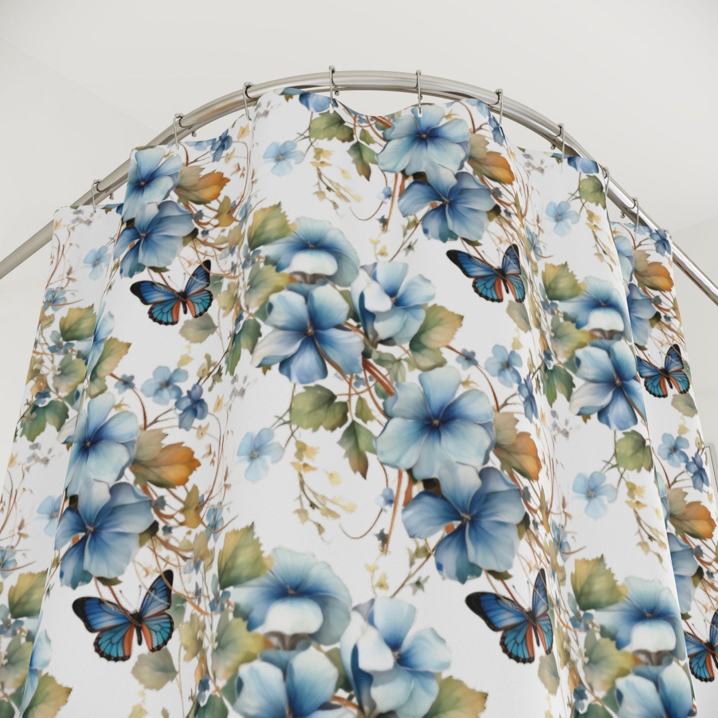 Blue Butterfly Polyester Shower Curtain - Ruppy's Creations