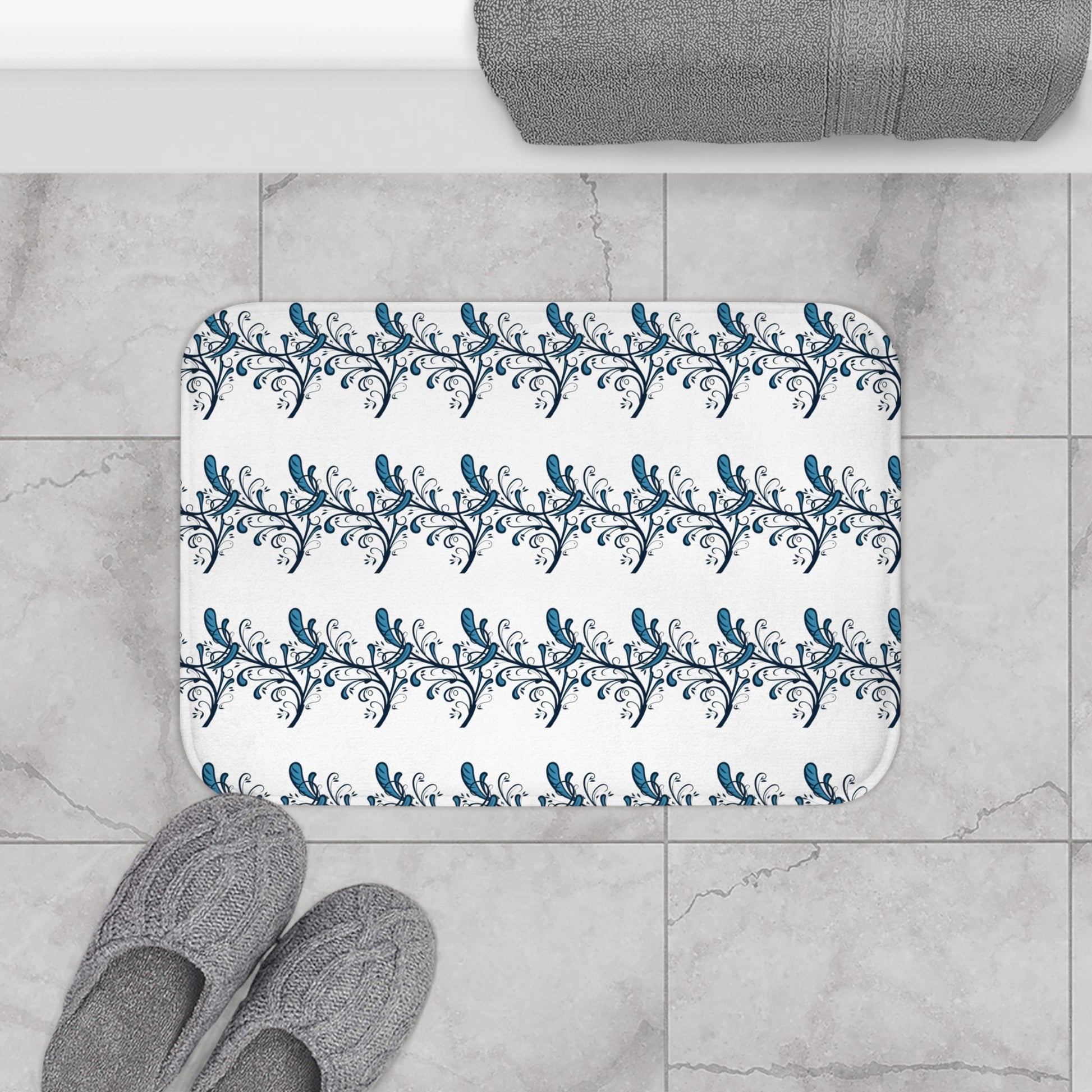 Blue Twirls Memory Foam Bath Mat - Ruppy's Creations