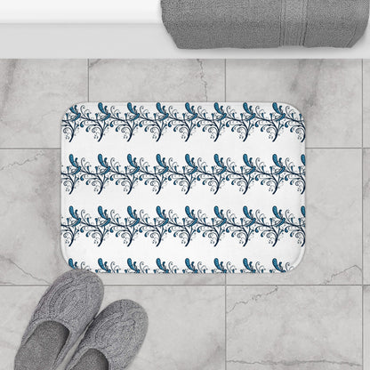 Blue Twirls Memory Foam Bath Mat - Ruppy's Creations