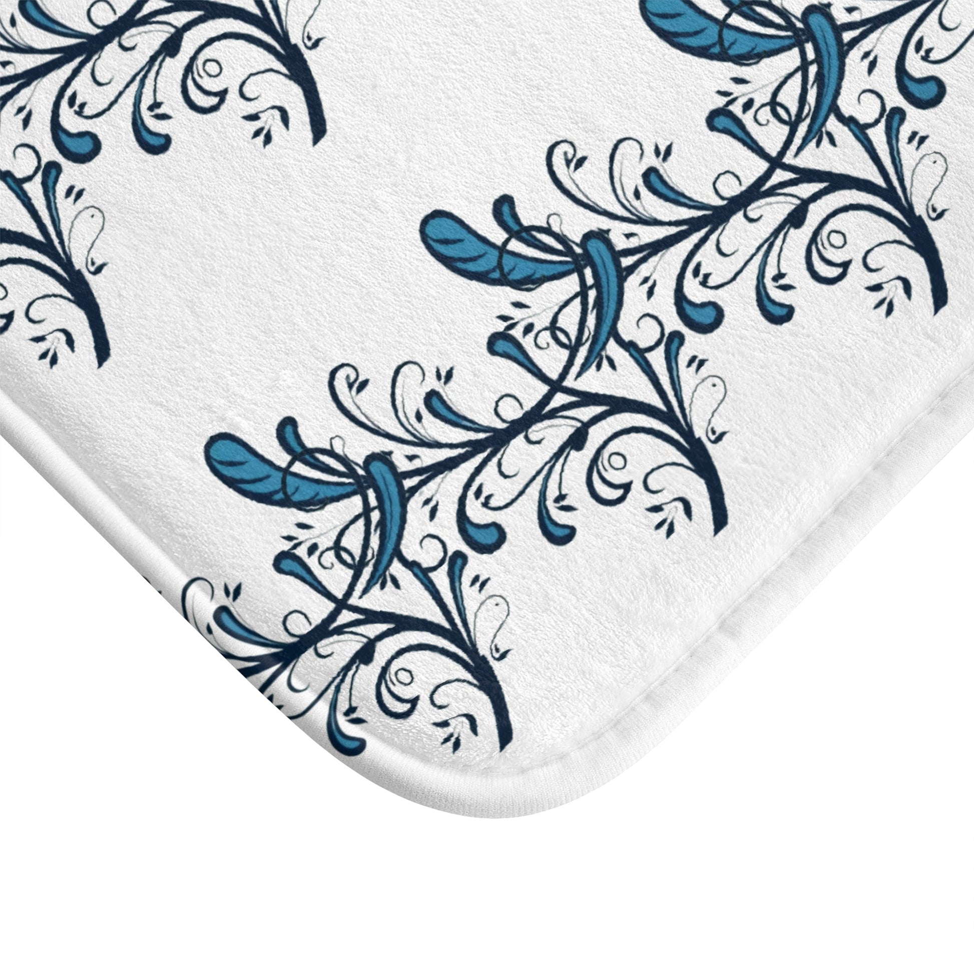 Blue Twirls Memory Foam Bath Mat - Ruppy's Creations