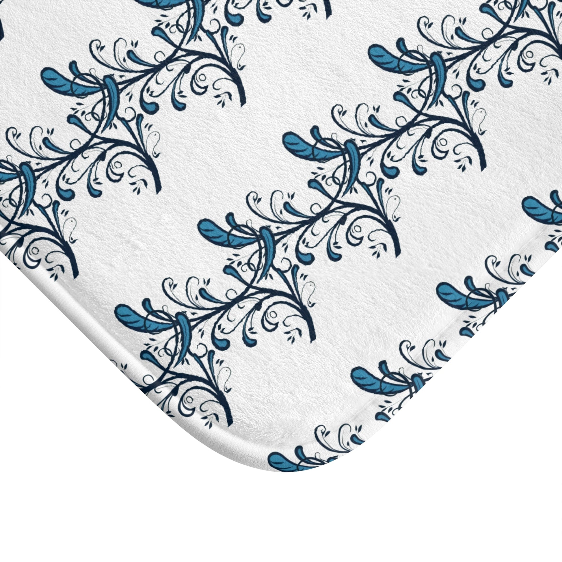 Blue Twirls Memory Foam Bath Mat - Ruppy's Creations