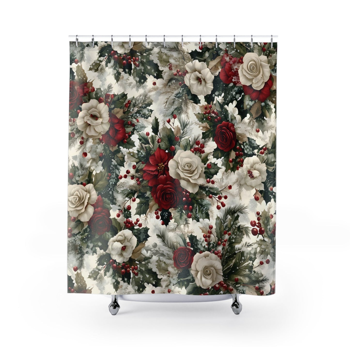 Christmas Floral Shower Curtain - Ruppy's Creations