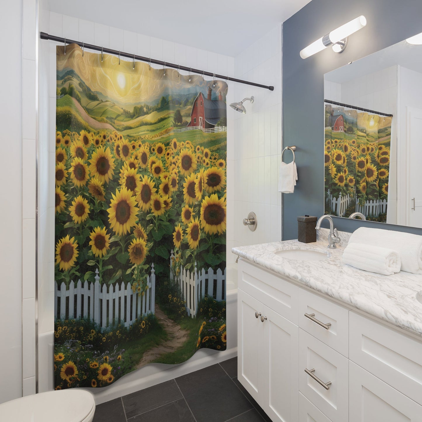 Countryside Sun Flower Garden Shower Curtain - Ruppy's Creations