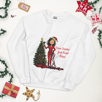 Dear Santa Send Wine Women's Sweatshirt - Ruppy's Creations