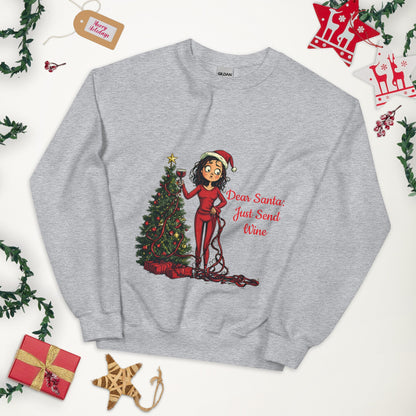 Dear Santa Send Wine Women's Sweatshirt - Ruppy's Creations