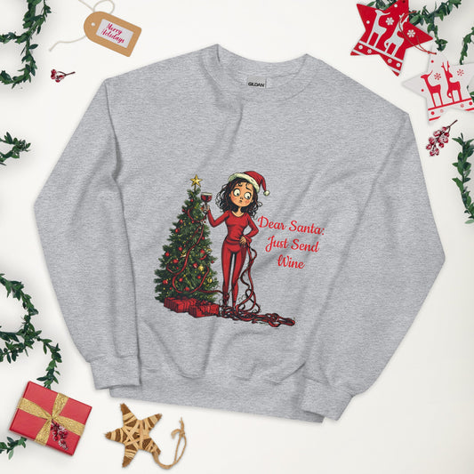 Dear Santa Send Wine Women's Sweatshirt - Ruppy's Creations