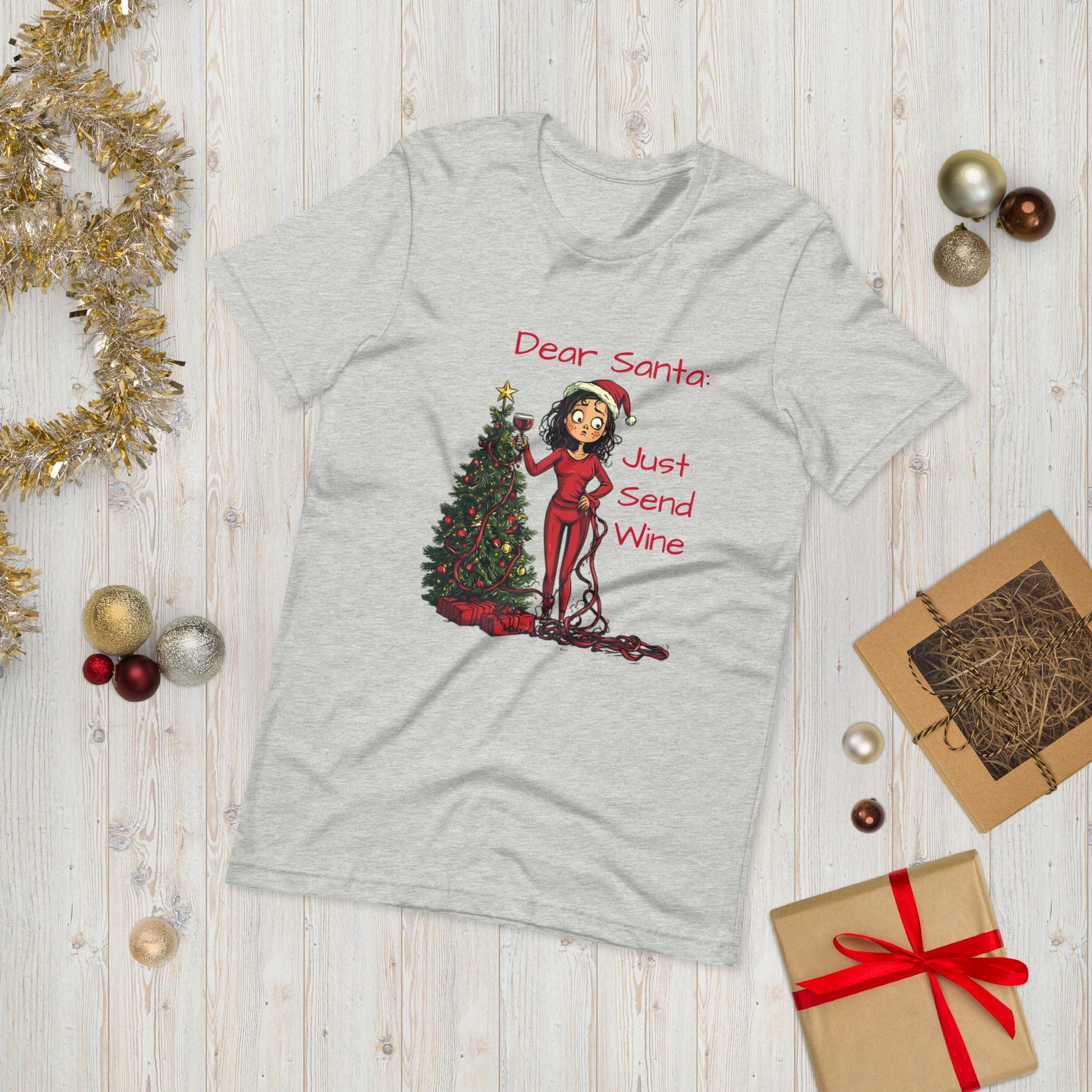 Dear Santa Send Wine Women's Tee - Ruppy's Creations