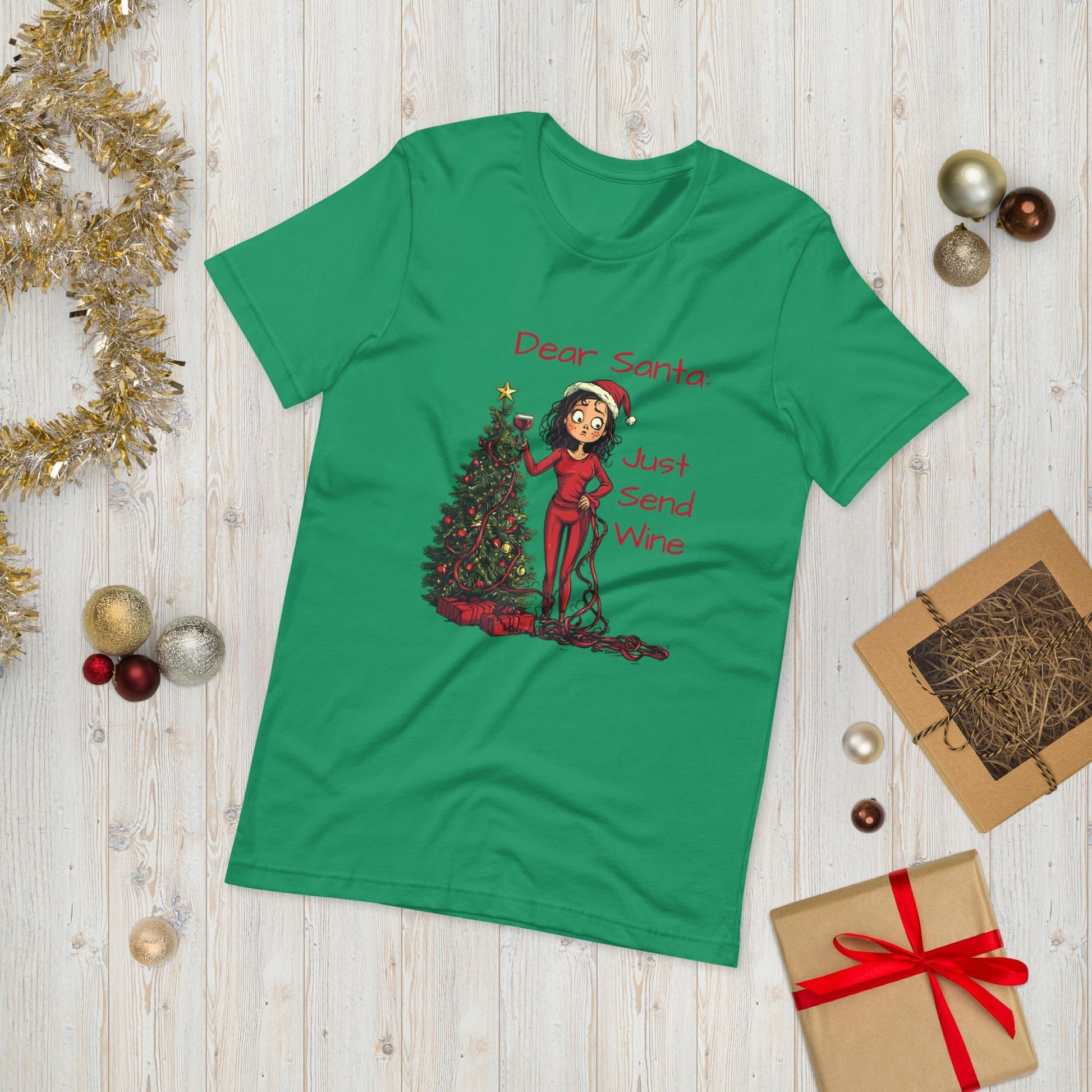 Dear Santa Send Wine Women's Tee - Ruppy's Creations