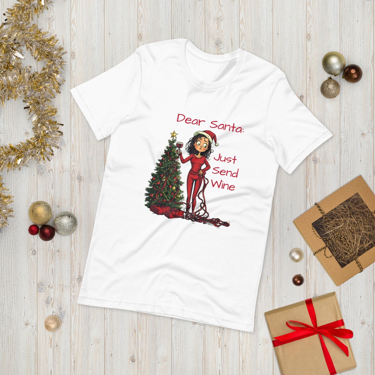 Dear Santa Send Wine Women's Tee - Ruppy's Creations