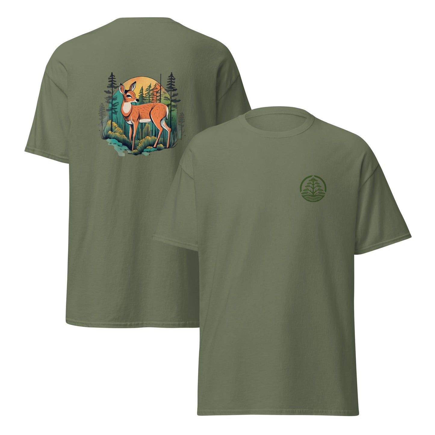 Deer On the Trail Back Print Men's Tee - Ruppy's Creations