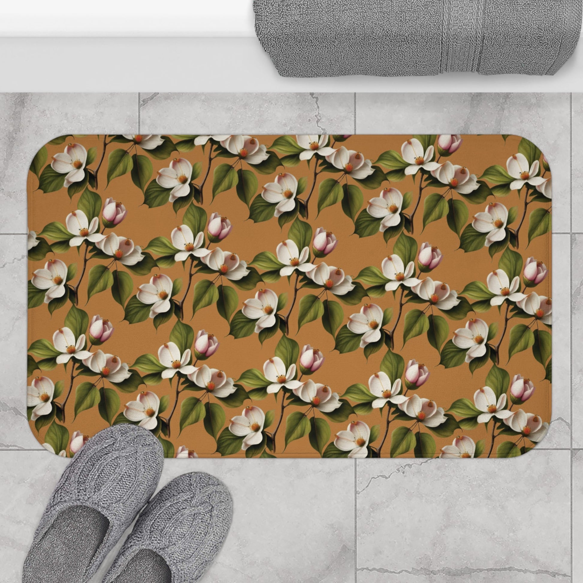 Dogwood Blossoms Memory Foam Bath Mat - Ruppy's Creations