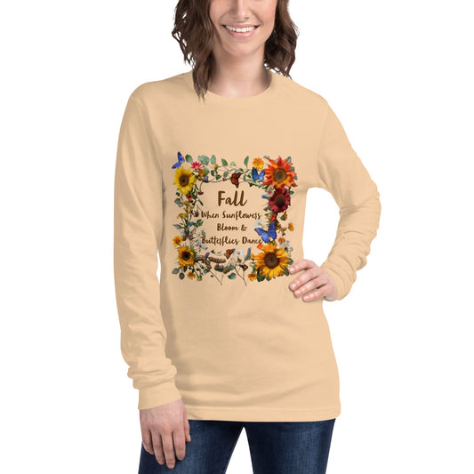 Fall Butterflies & Sunflowers Women's Long Sleeve Tee - Ruppy's Creations