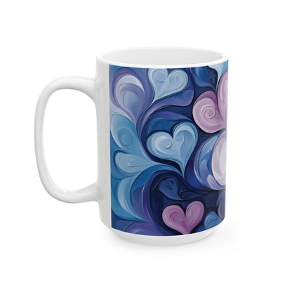 Fantasy Hearts Ceramic Mug, 15oz - Ruppy's Creations