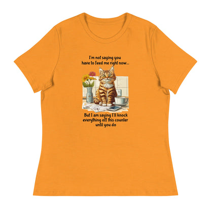 Feed Me Cat Women's Relaxed T-Shirt - Ruppy's Creations