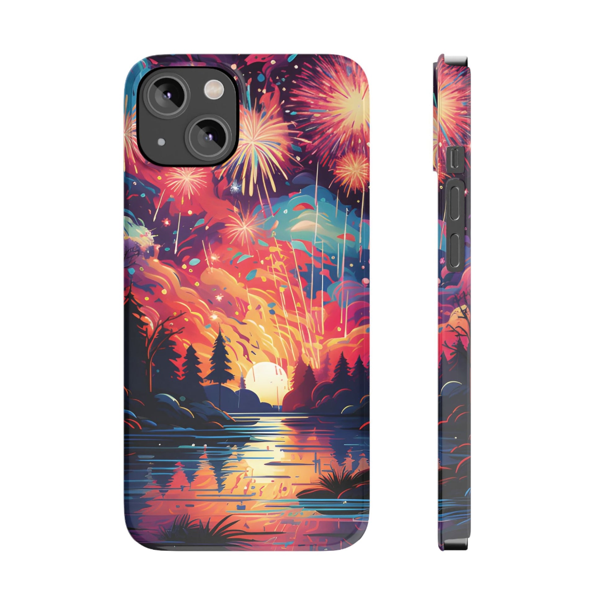 Fireworks at the lake Slim Phone Case For I - Phone - Ruppy's Creations