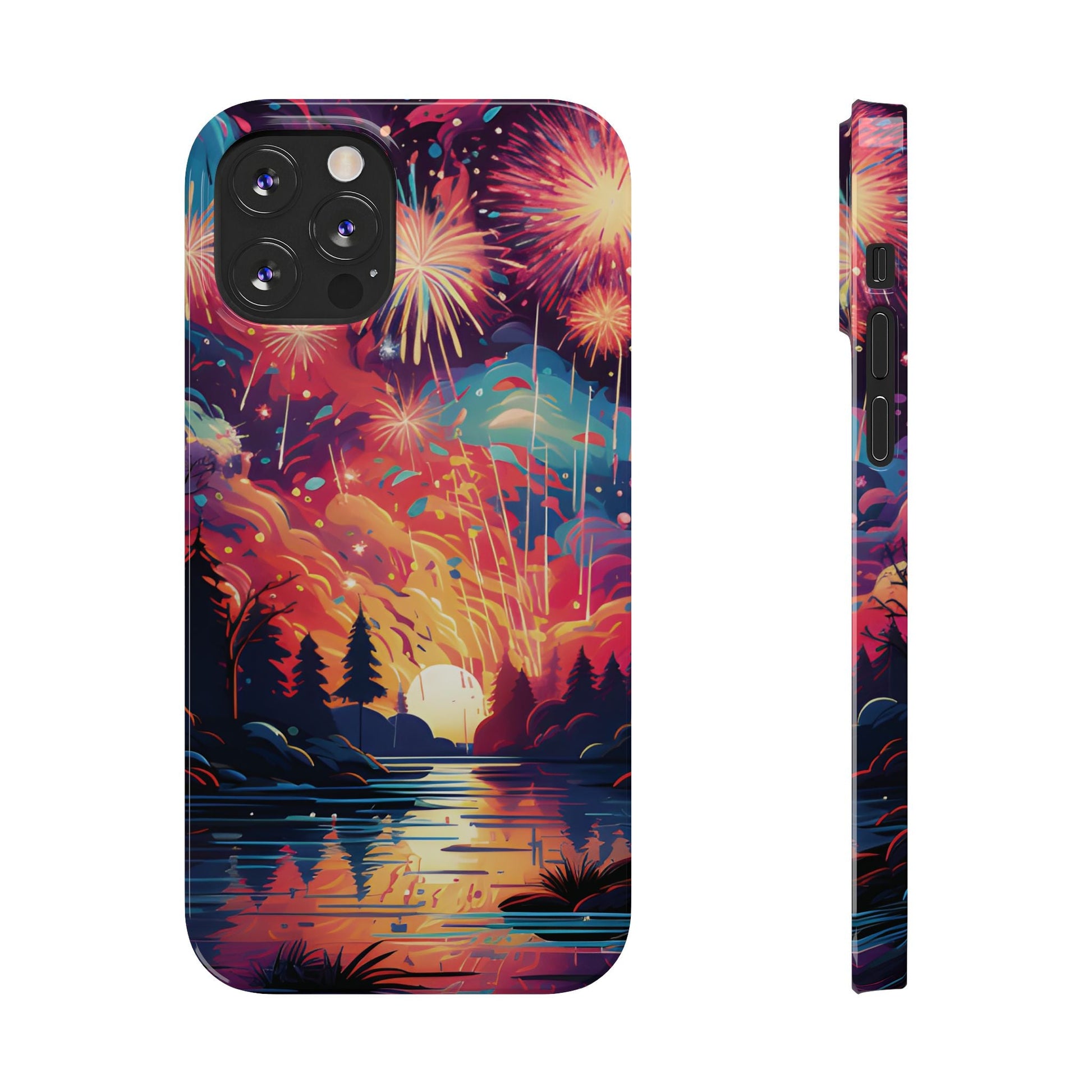 Fireworks at the lake Slim Phone Case For I - Phone - Ruppy's Creations