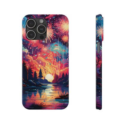 Fireworks at the lake Slim Phone Case For I - Phone - Ruppy's Creations