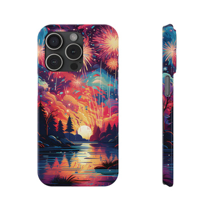 Fireworks at the lake Slim Phone Case For I - Phone - Ruppy's Creations