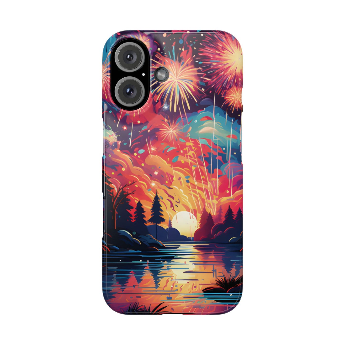 Fireworks at the lake Slim Phone Case For I - Phone - Ruppy's Creations