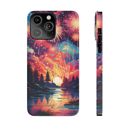 Fireworks at the lake Slim Phone Case For I - Phone - Ruppy's Creations