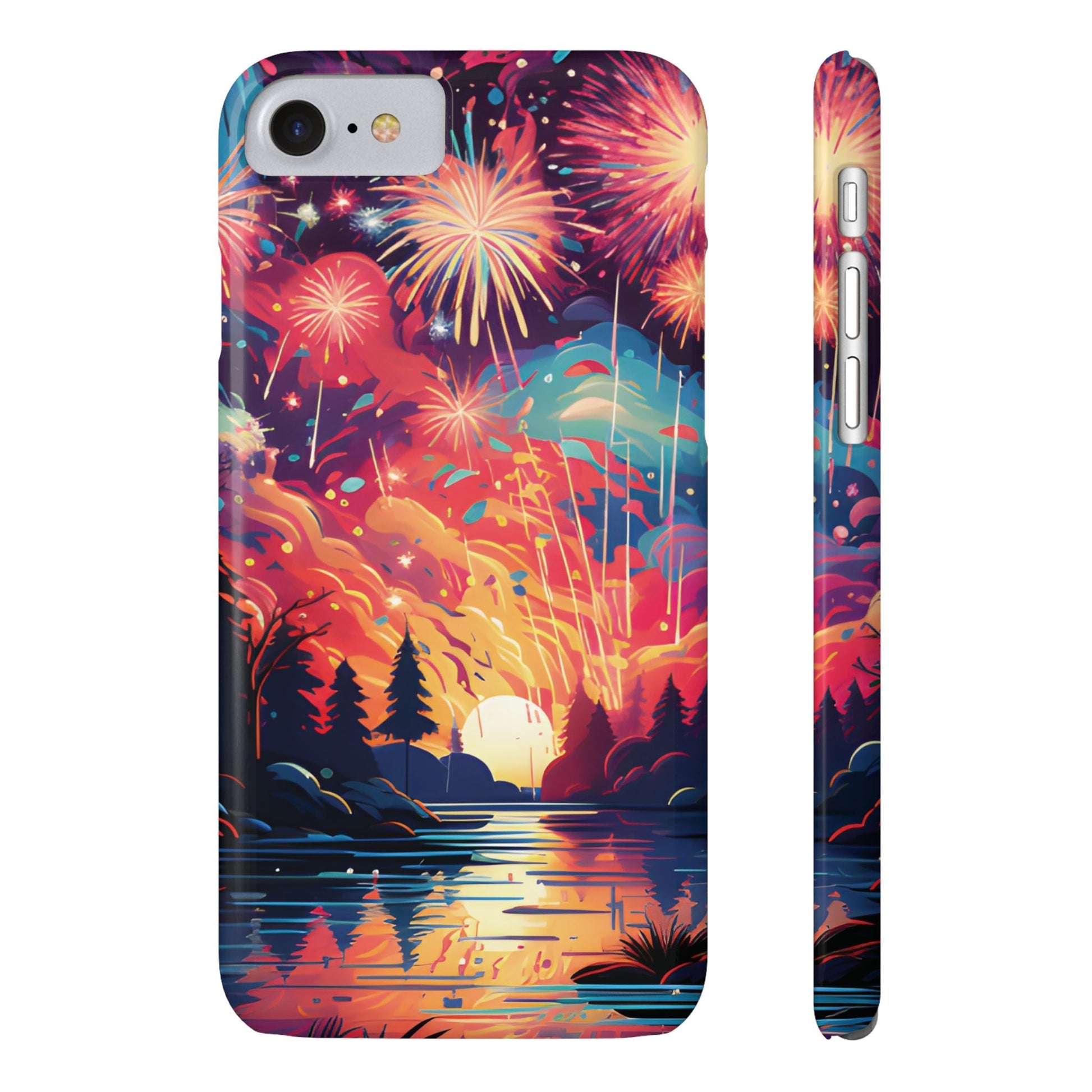 Fireworks at the lake Slim Phone Case For I - Phone - Ruppy's Creations