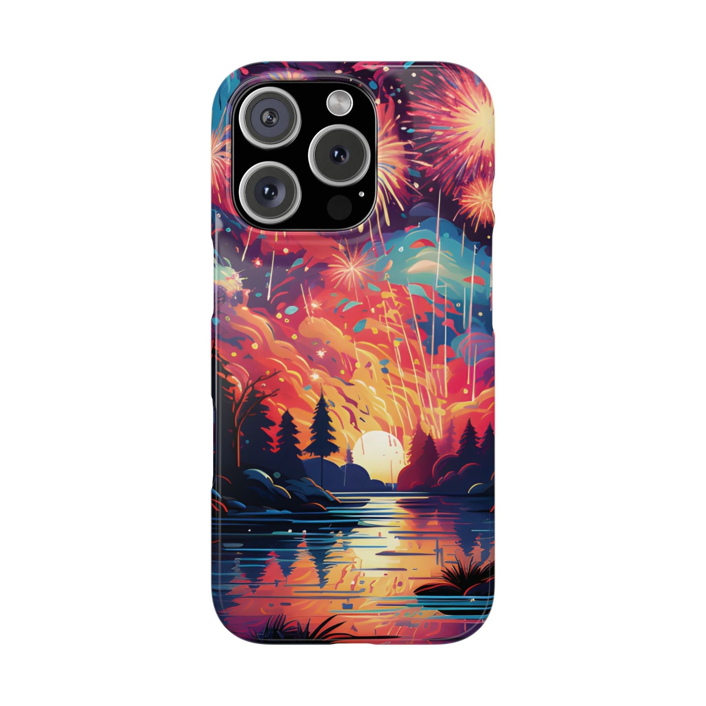 Fireworks at the lake Slim Phone Case For I - Phone - Ruppy's Creations