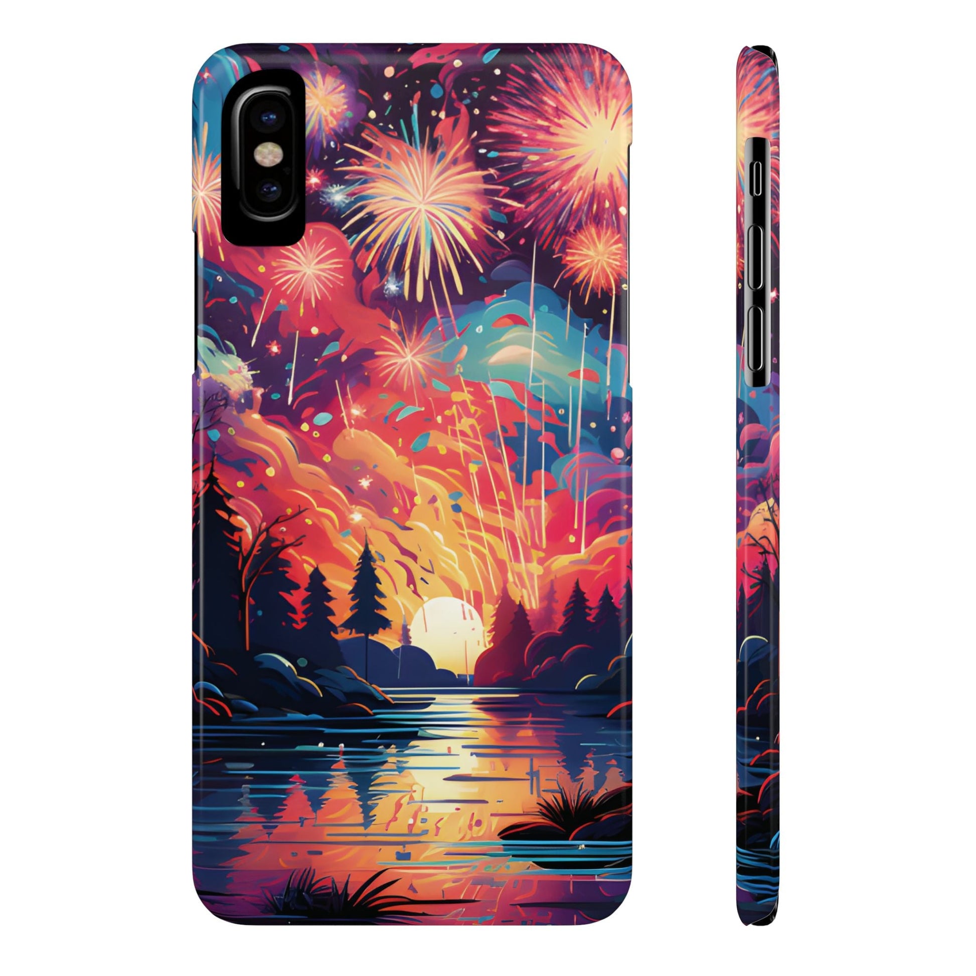 Fireworks at the lake Slim Phone Case For I - Phone - Ruppy's Creations