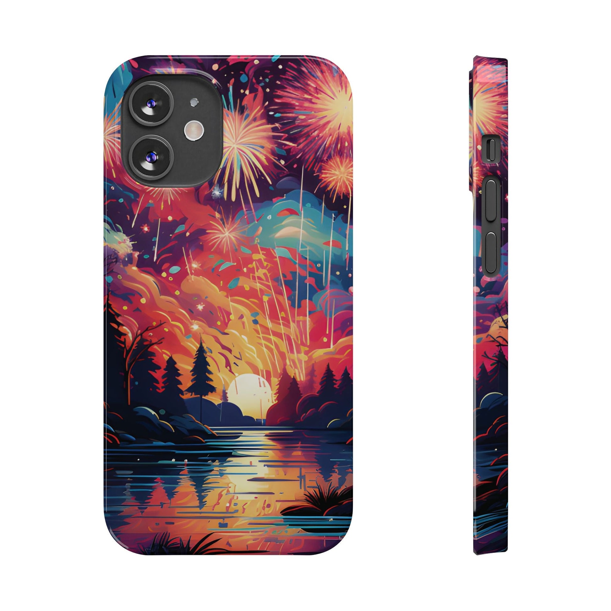 Fireworks at the lake Slim Phone Case For I - Phone - Ruppy's Creations