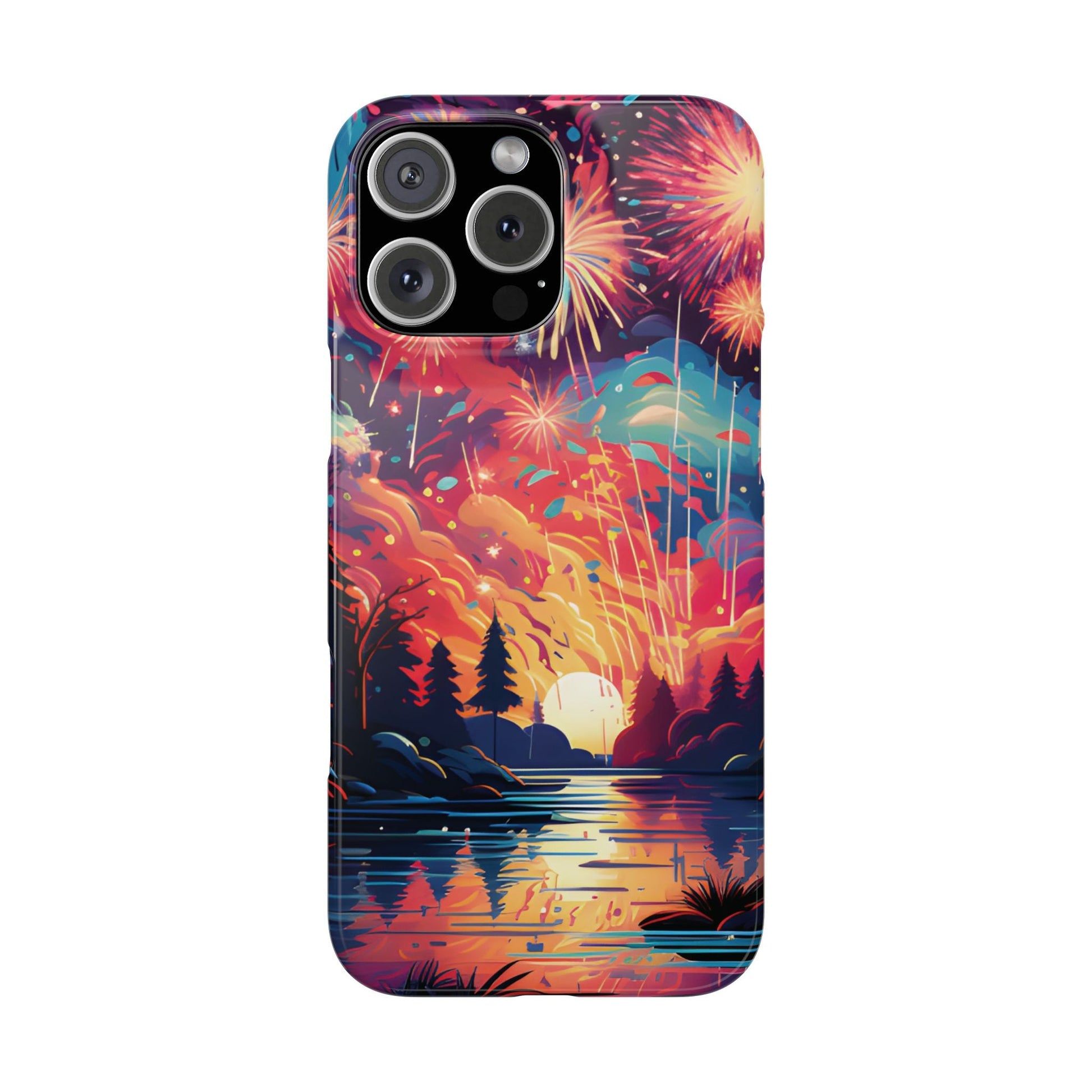 Fireworks at the lake Slim Phone Case For I - Phone - Ruppy's Creations