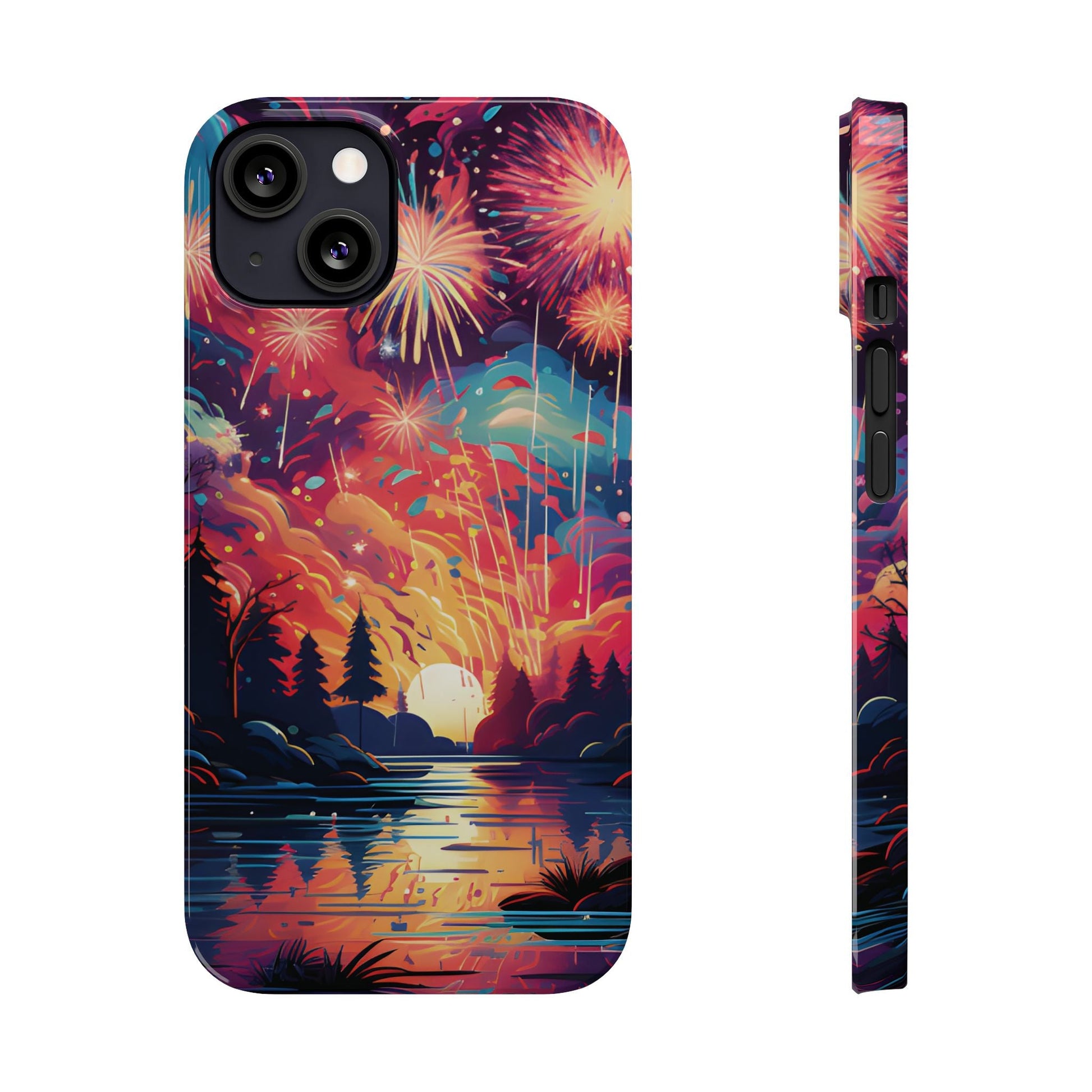 Fireworks at the lake Slim Phone Case For I - Phone - Ruppy's Creations