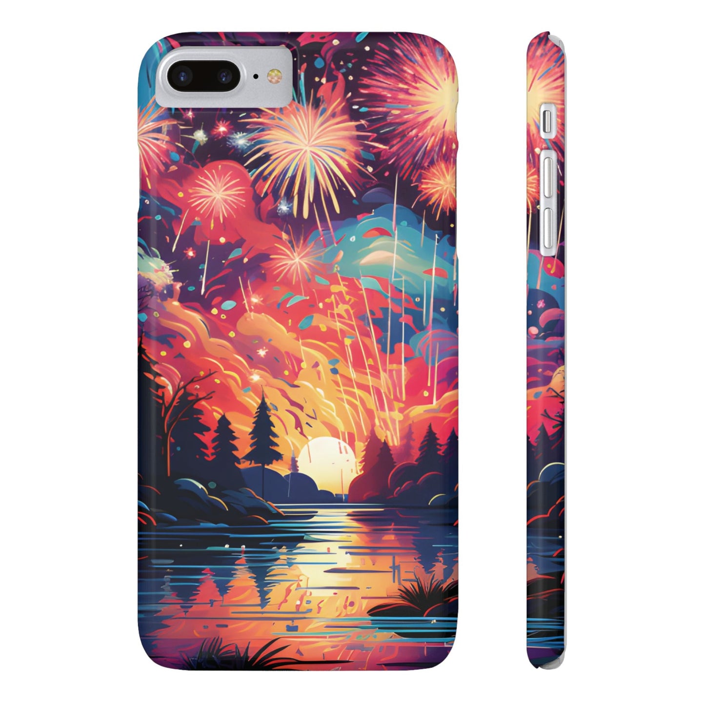 Fireworks at the lake Slim Phone Case For I - Phone - Ruppy's Creations