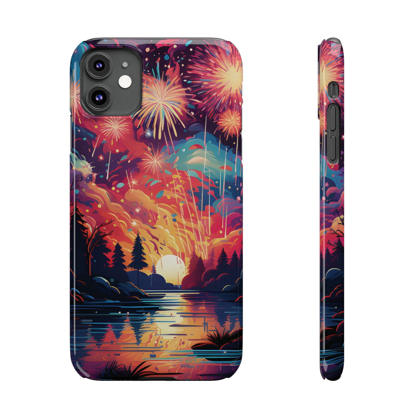 Fireworks at the lake Slim Phone Case For I - Phone - Ruppy's Creations