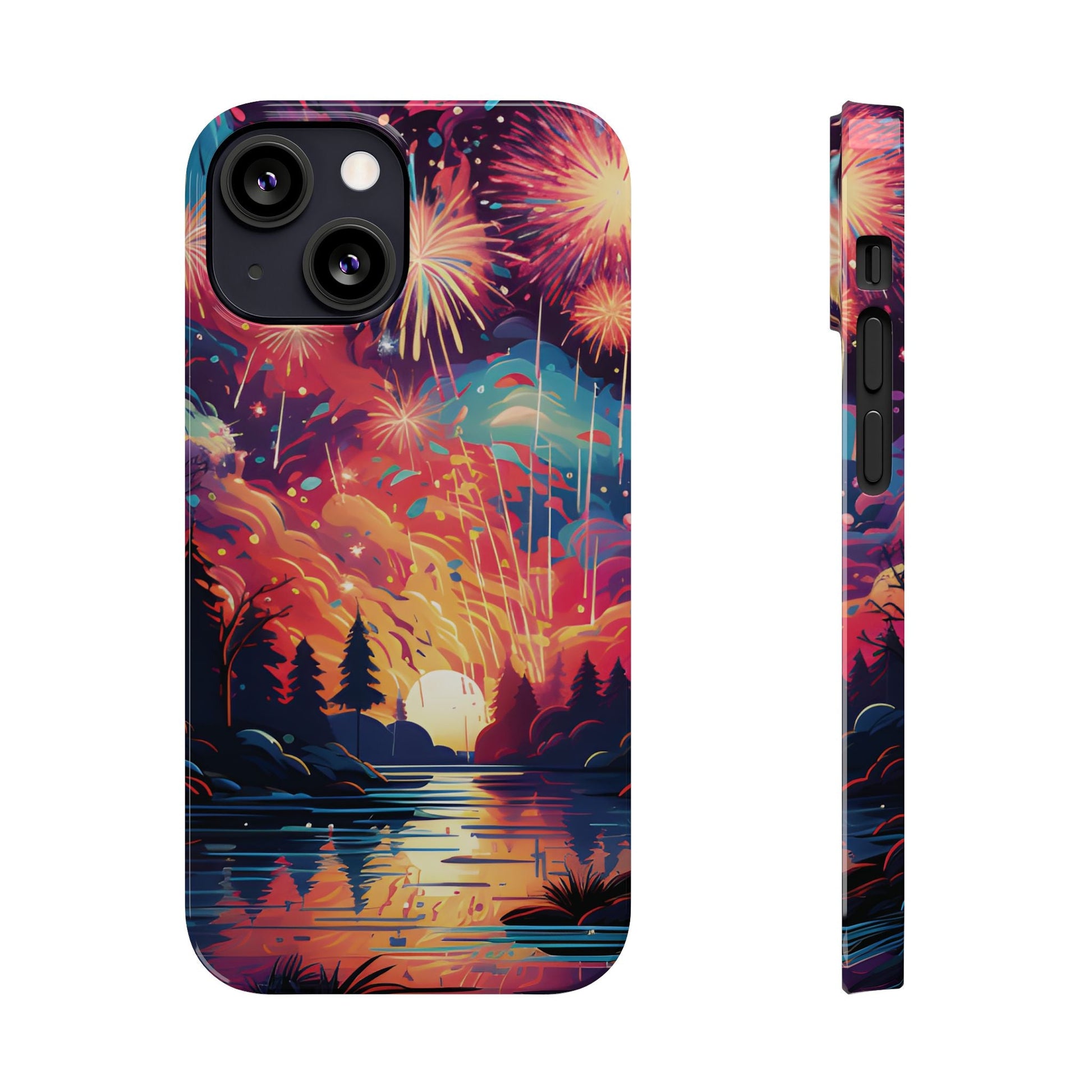 Fireworks at the lake Slim Phone Case For I - Phone - Ruppy's Creations